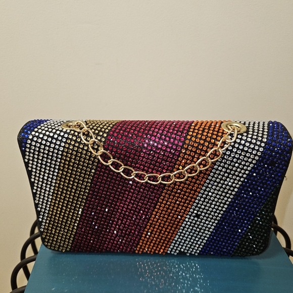 Multicolor Rhinestone Bag With Chain - Picture 2 of 6